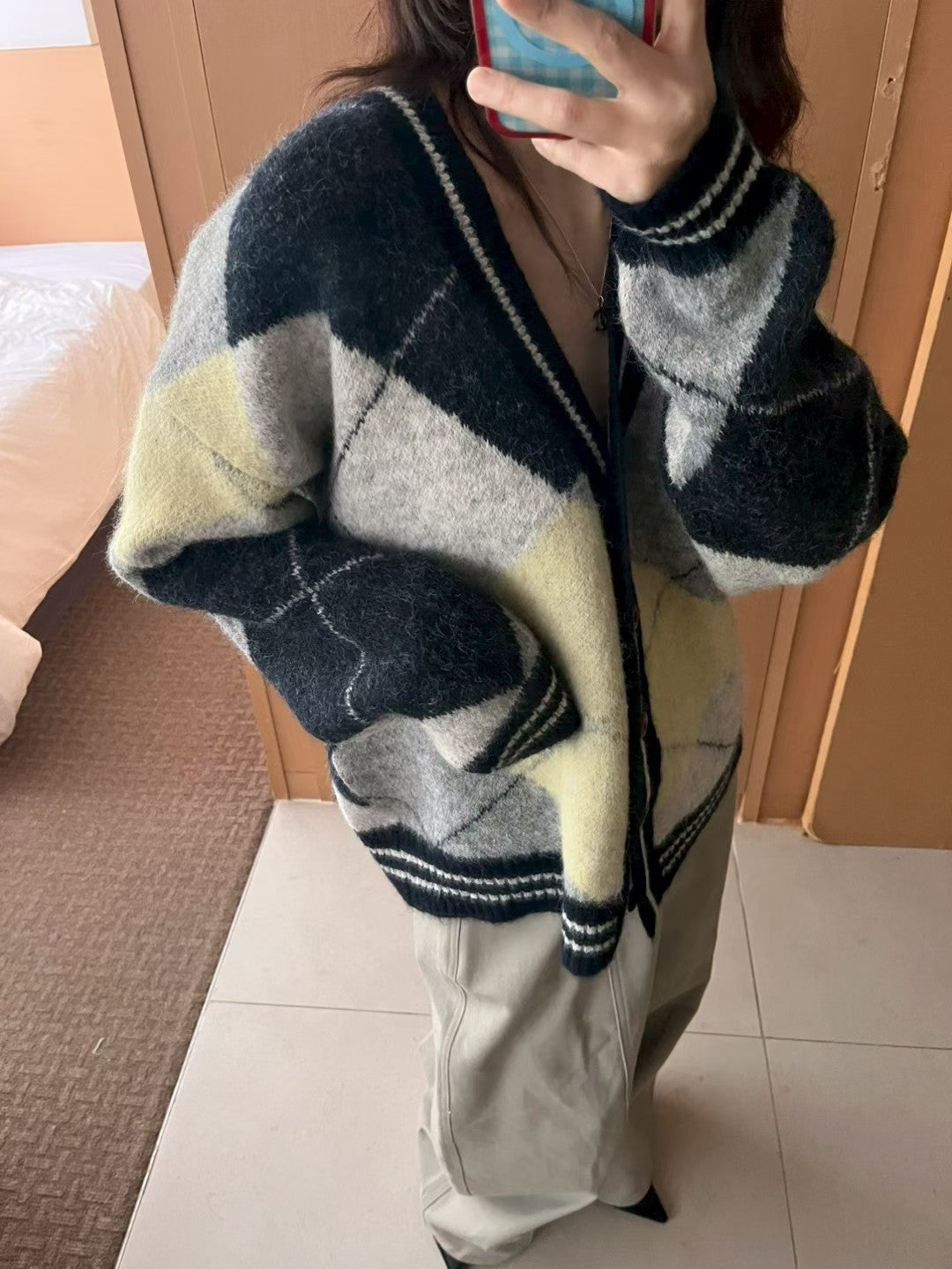 ✨【Argyle Knit Cardigan · 菱格紋針織開胸外套】✨