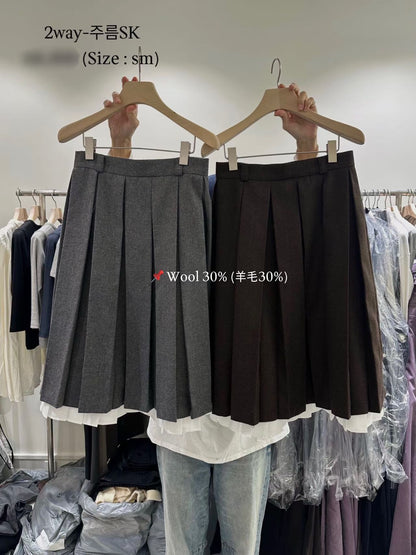 ✨【2way Pleated Wool Skirt · 百摺拼接兩穿裙】✨