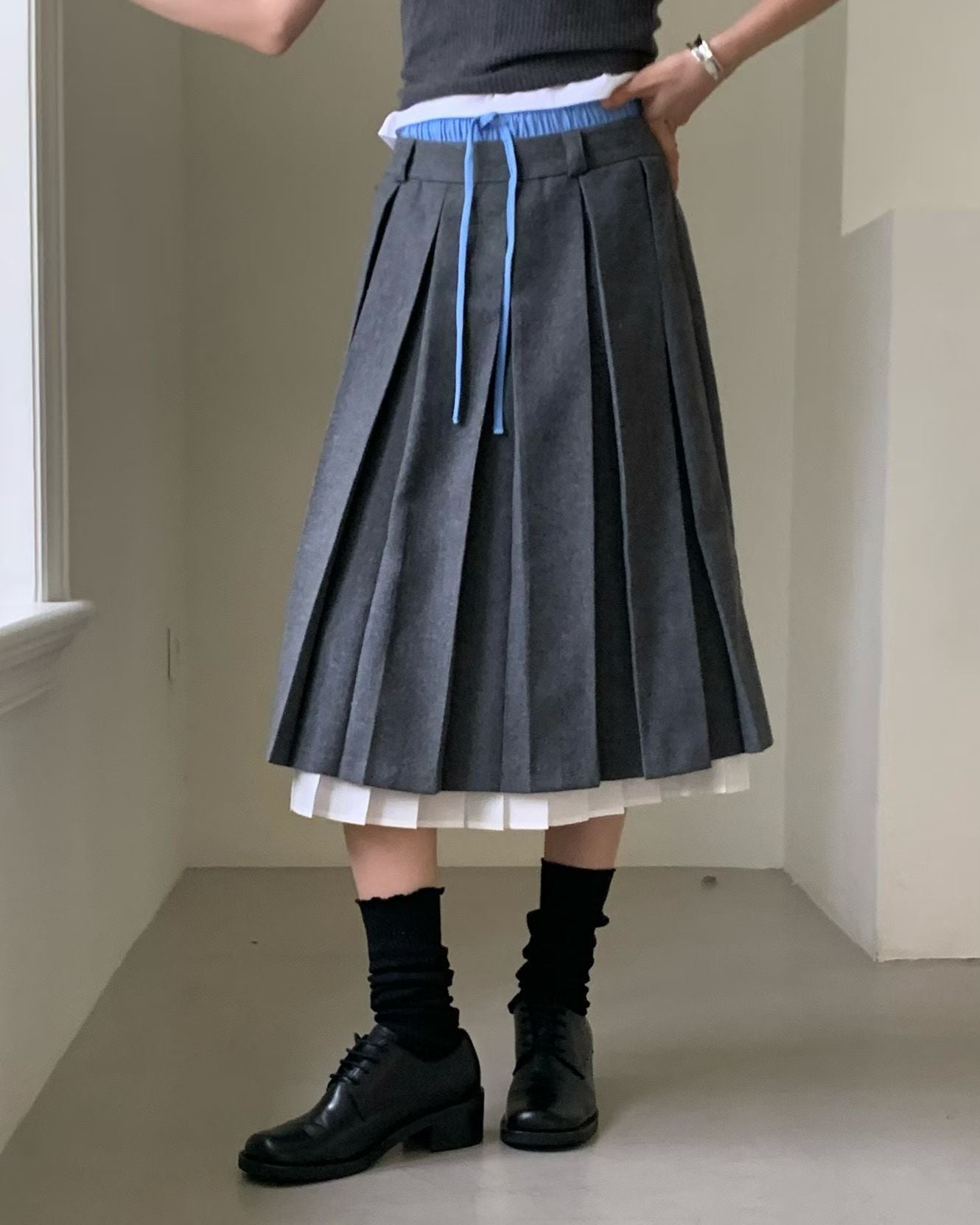✨【2way Pleated Wool Skirt · 百摺拼接兩穿裙】✨