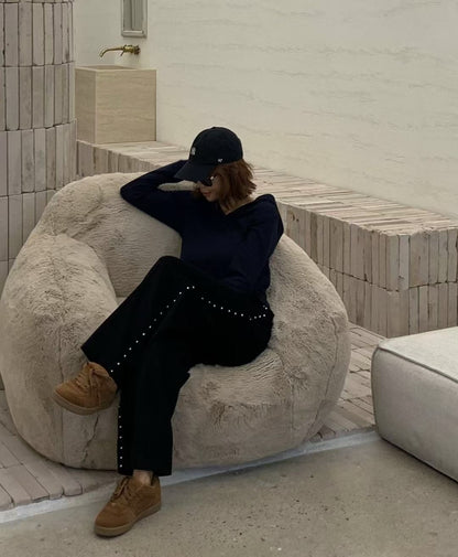 ✨【Stud Line Wide Pants · 窩釘裝飾闊腳褲】✨