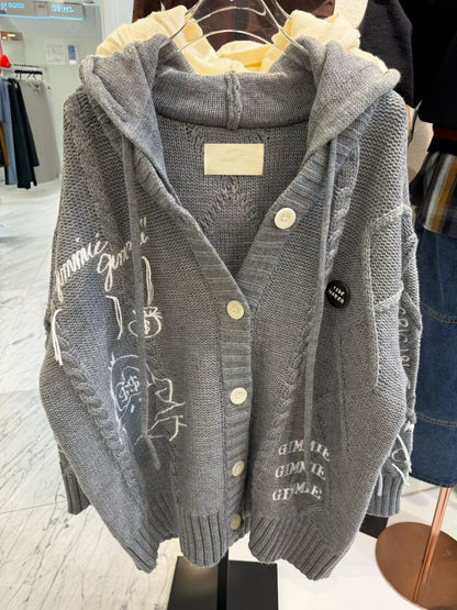 ✨【Art Graffiti Knit Hoodie Cardigan · 塗鴉連帽針織外套】✨