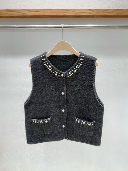 ✨【Pearl Tweed Vest · 珍珠釘珠呢料背心】✨