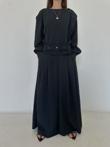 A1089 Tencel 圓領腰帶上衣