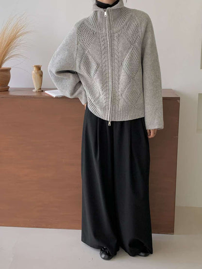 🩶【Knitted Zip-Up Cardigan · 高領拉鍊針織外套】🩶