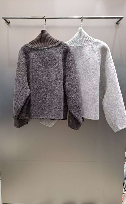 🩶【Knitted Zip-Up Cardigan · 高領拉鍊針織外套】🩶