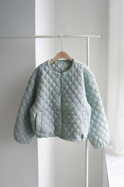 🧥【Soft Mint Quilted Jacket · 薄荷格紋夾綿外套】🧥