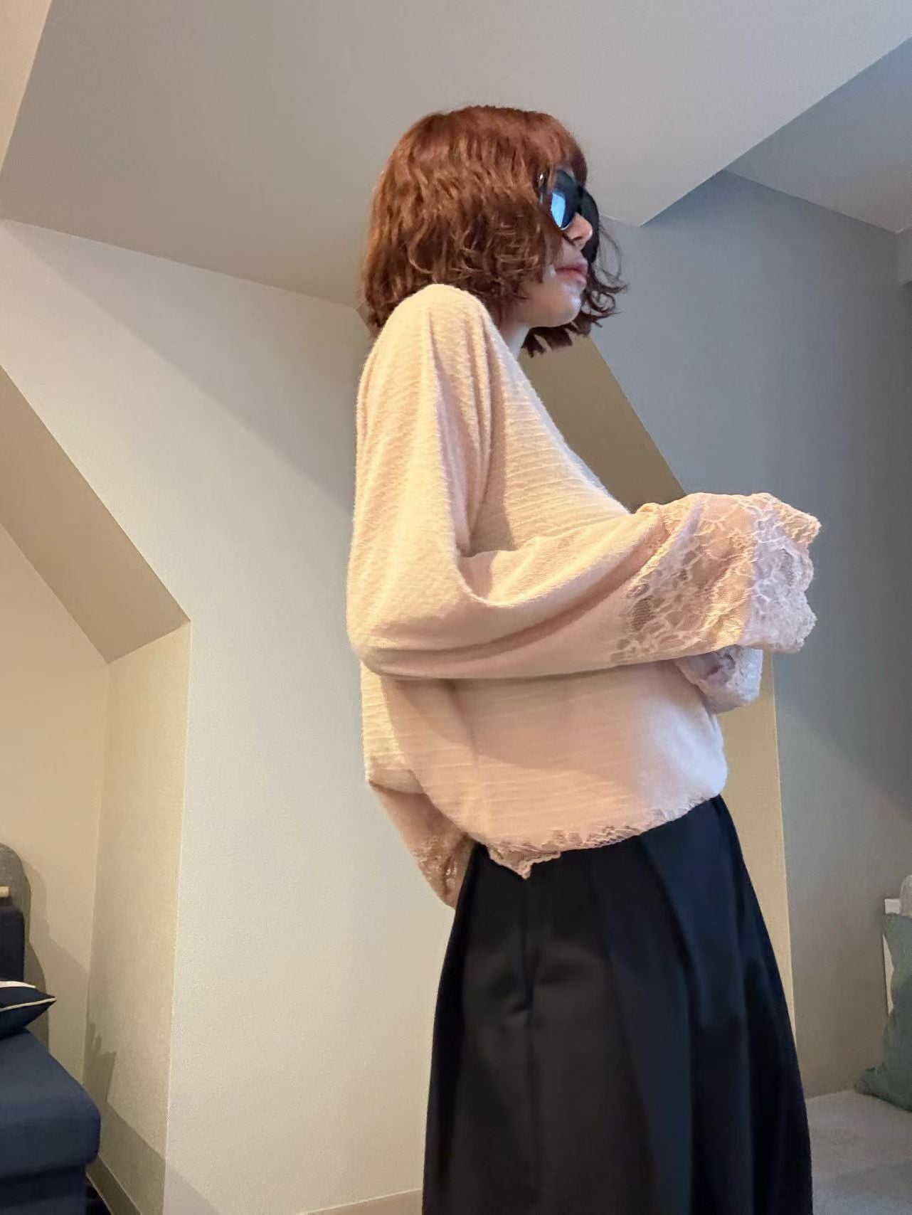 🌿【Paris Match Lace Knit Top · 法式蕾絲V領上衣】🌿