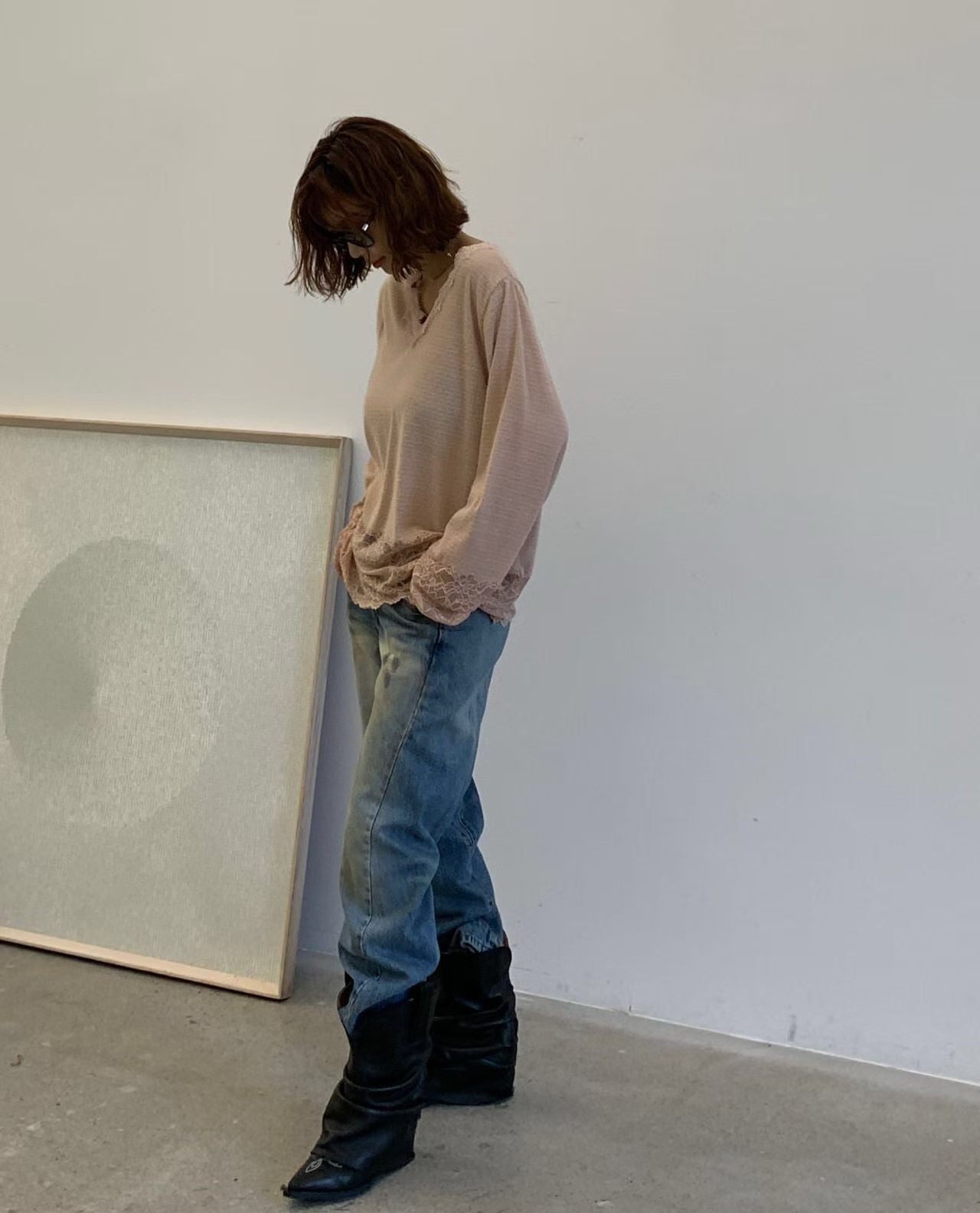 🌿【Paris Match Lace Knit Top · 法式蕾絲V領上衣】🌿