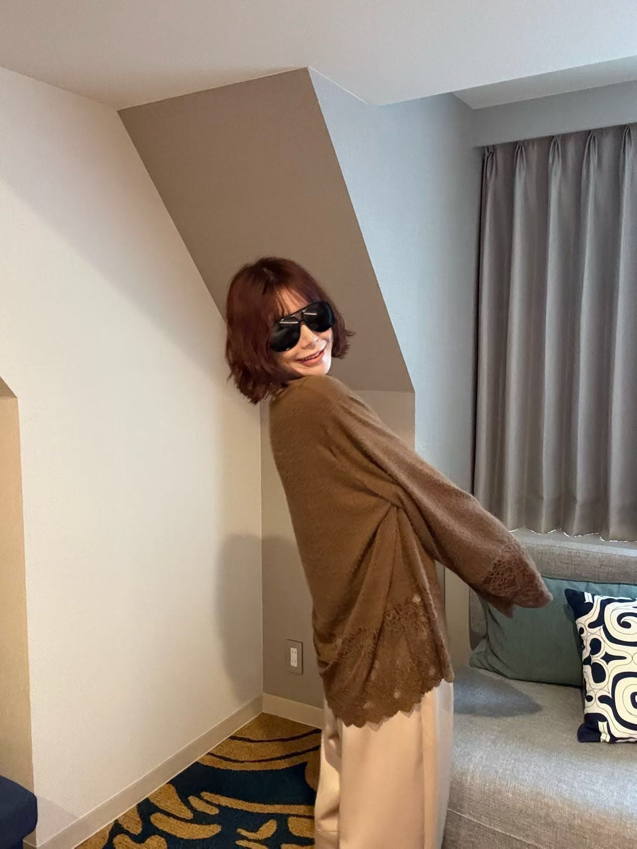 🌿【Paris Match Lace Knit Top · 法式蕾絲V領上衣】🌿