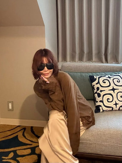 🌿【Paris Match Lace Knit Top · 法式蕾絲V領上衣】🌿