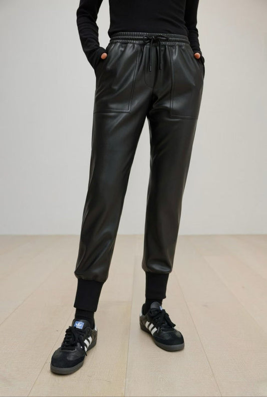 ✨ Faux Leather Jogger Pants｜仿皮束腳褲