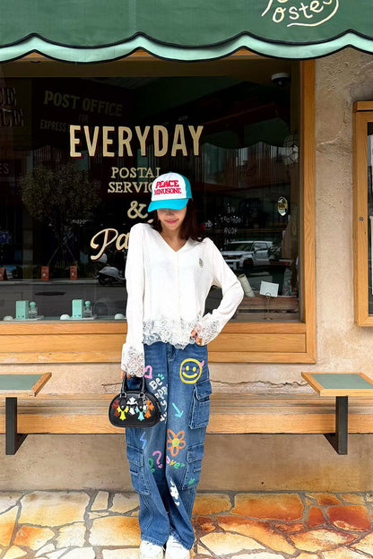 ✨ 韓國製手繪風牛仔褲 / Korean Graphic Denim Pants