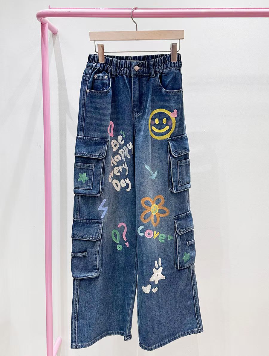 ✨ 韓國製手繪風牛仔褲 / Korean Graphic Denim Pants