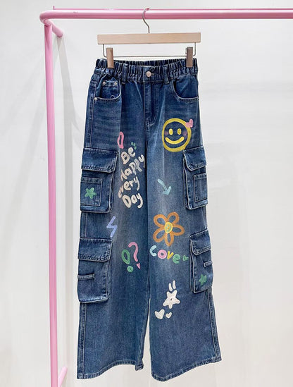 ✨ 韓國製手繪風牛仔褲 / Korean Graphic Denim Pants