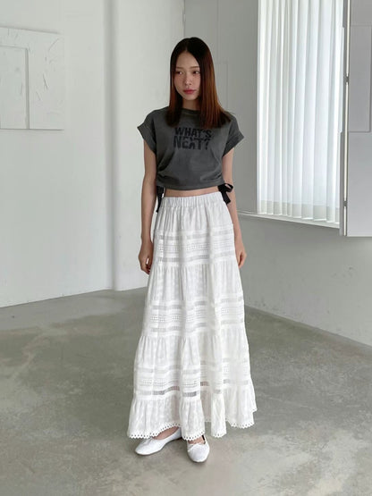 Lace-Panel Maxi Skirt °˖✧ 蕾絲拼接長裙 ✧˖°