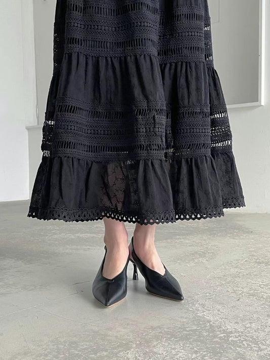 Lace-Panel Maxi Skirt °˖✧ 蕾絲拼接長裙 ✧˖°