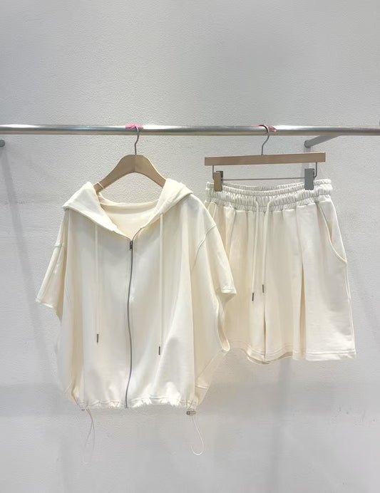 Cozy Breeze Hoodie Set｜連帽短袖套裝