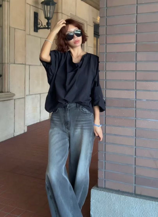 ✨ Draped Neckline Oversized Blouse 披領寬鬆上衣 ✨