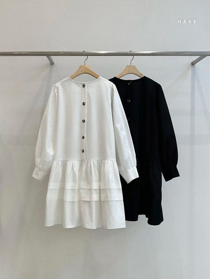 ✨ Back Button Flowy Dress 後扣設計寬鬆連身裙