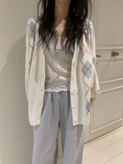 Argyle Knit Cardigan