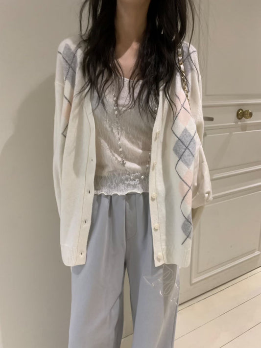 Argyle Knit Cardigan