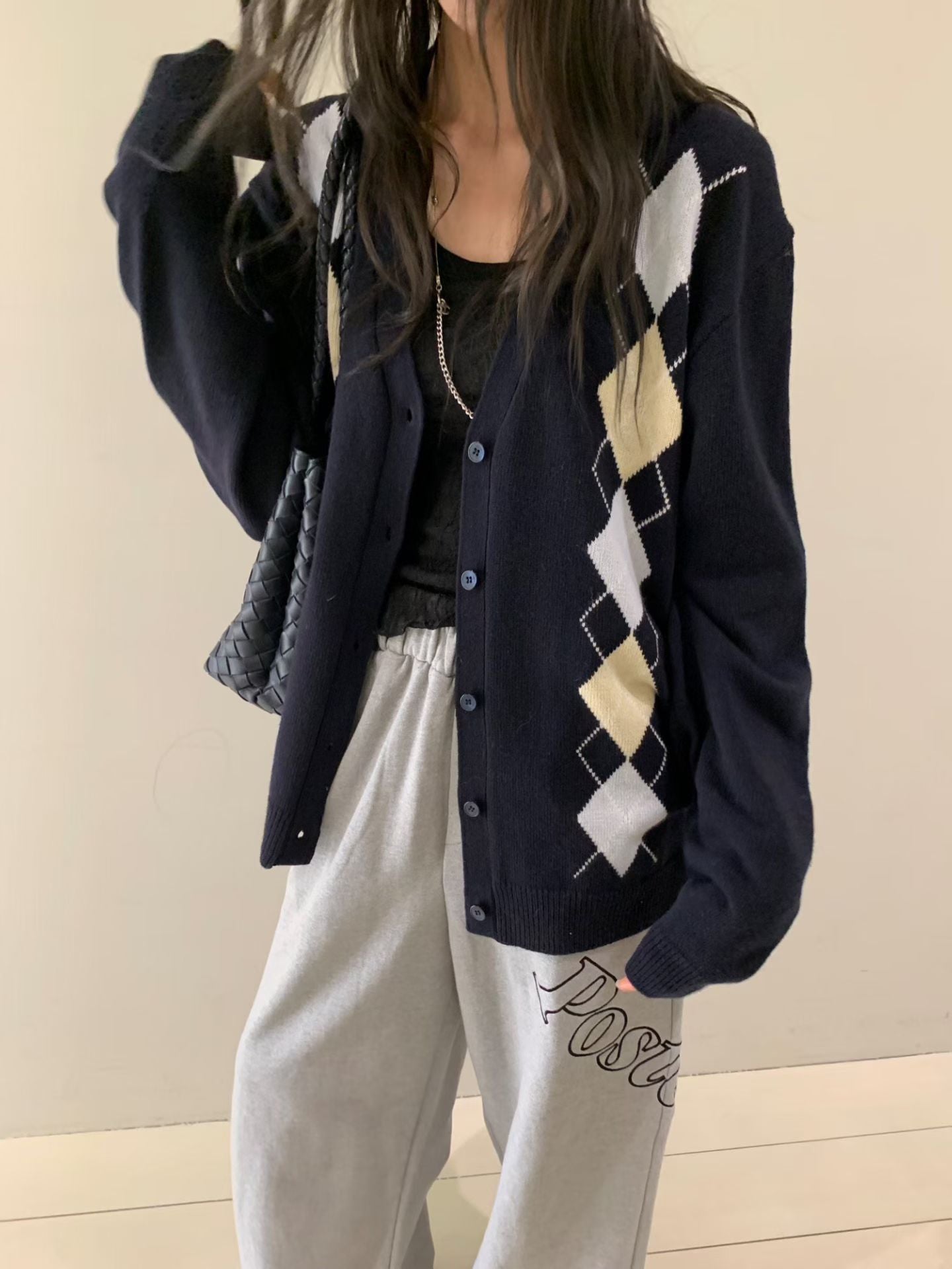 Argyle Knit Cardigan