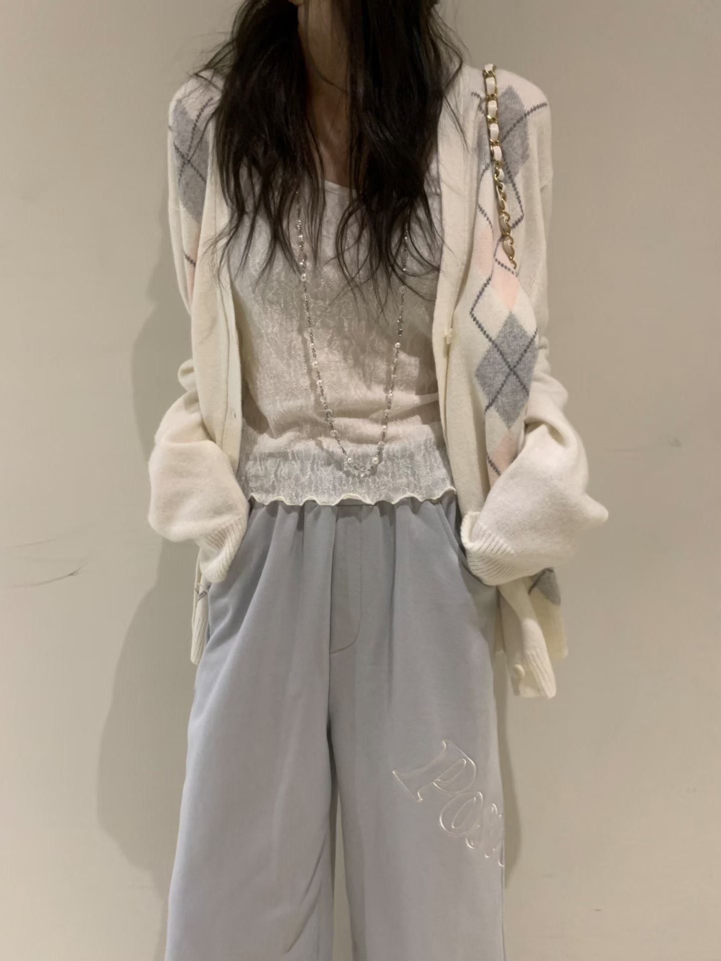 Argyle Knit Cardigan