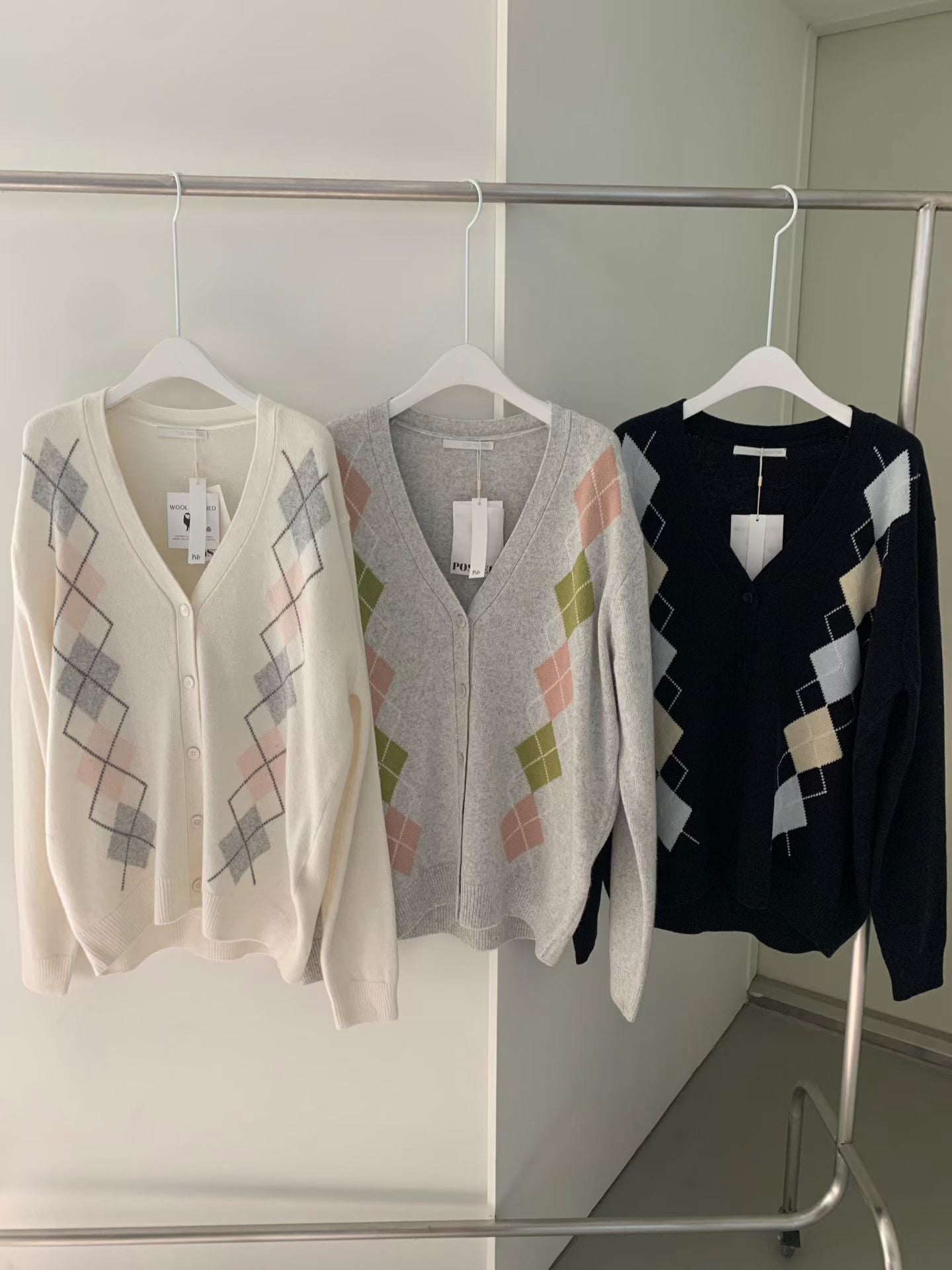 Argyle Knit Cardigan