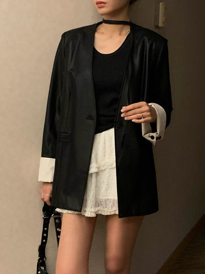 Premium Lambskin Leather Blazer