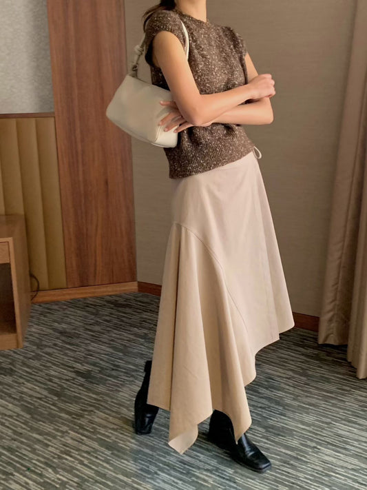 💕Asymmetrical Tie-Waist Midi Skirt