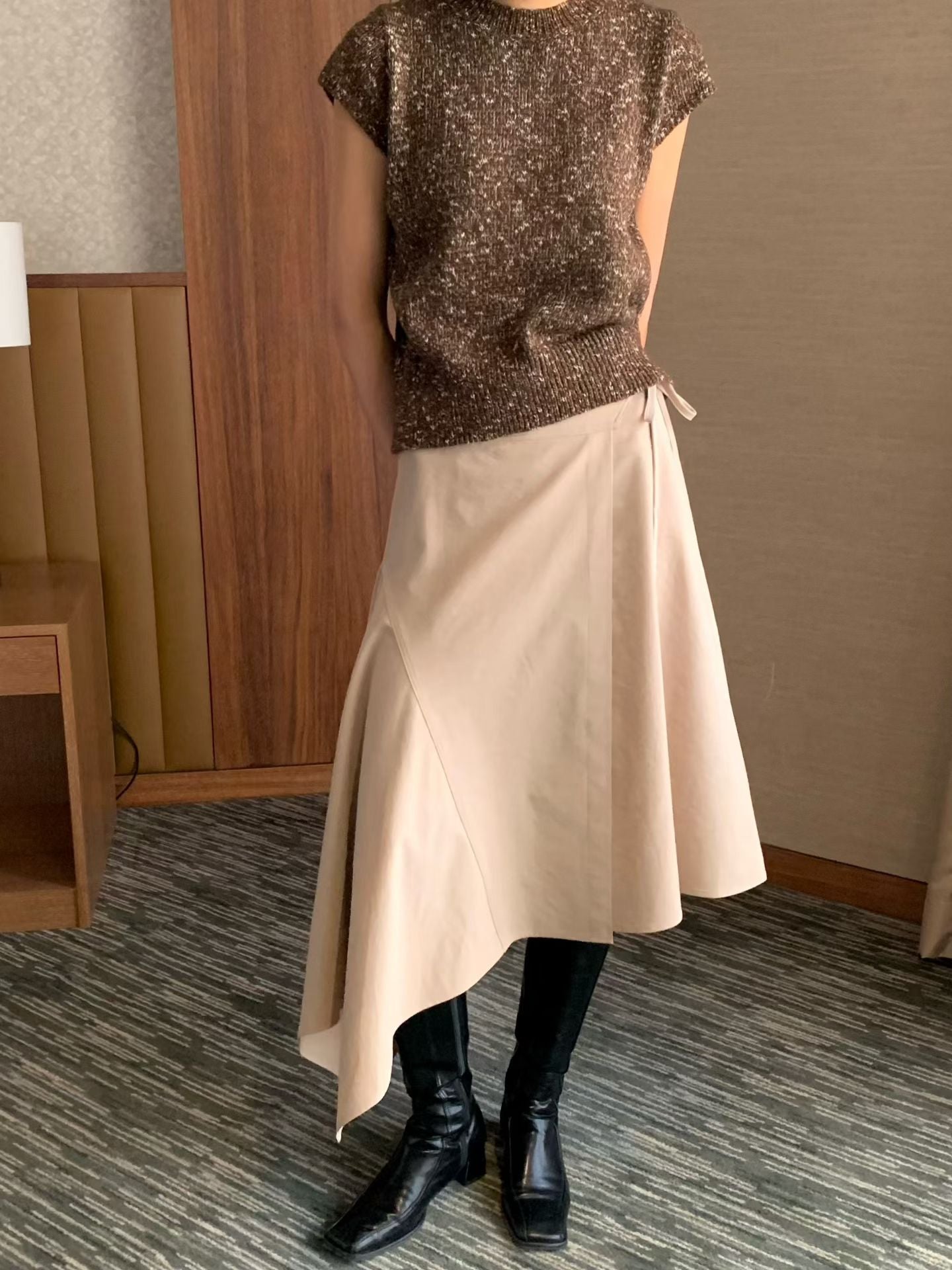 💕Asymmetrical Tie-Waist Midi Skirt