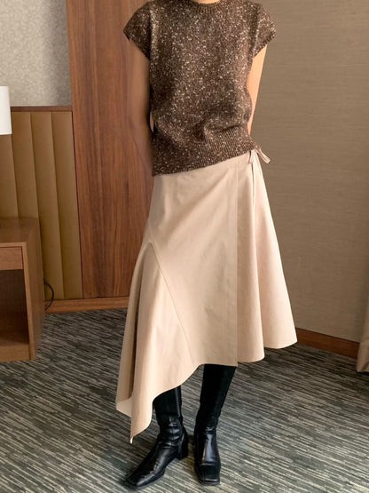 💕Asymmetrical Tie-Waist Midi Skirt