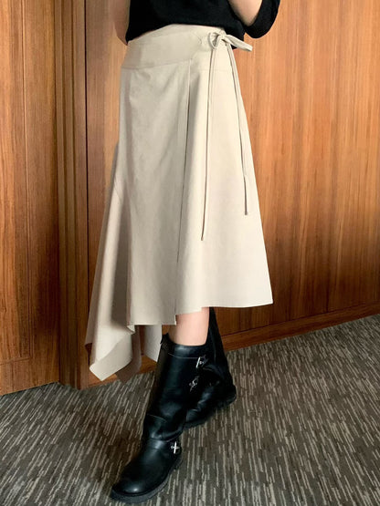💕Asymmetrical Tie-Waist Midi Skirt