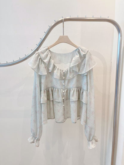 🤍 Romantic Ruffle Chiffon Blouse