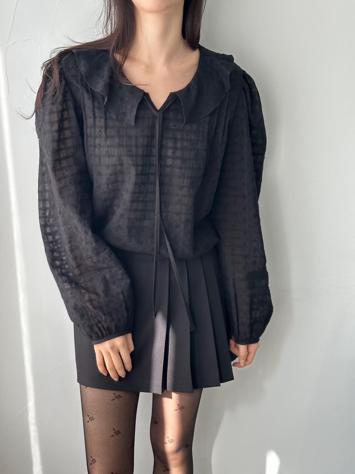 Embroidery Cotton Sailor Blouse