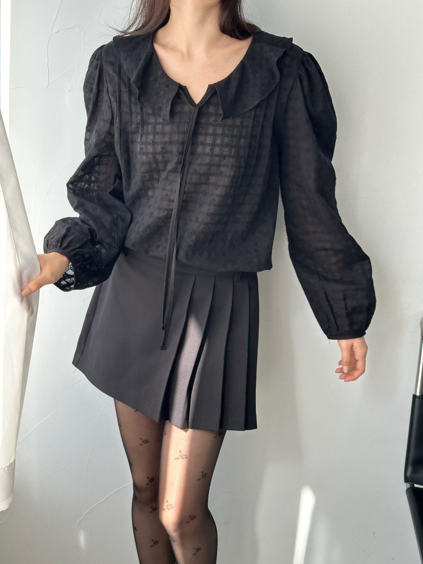 Embroidery Cotton Sailor Blouse