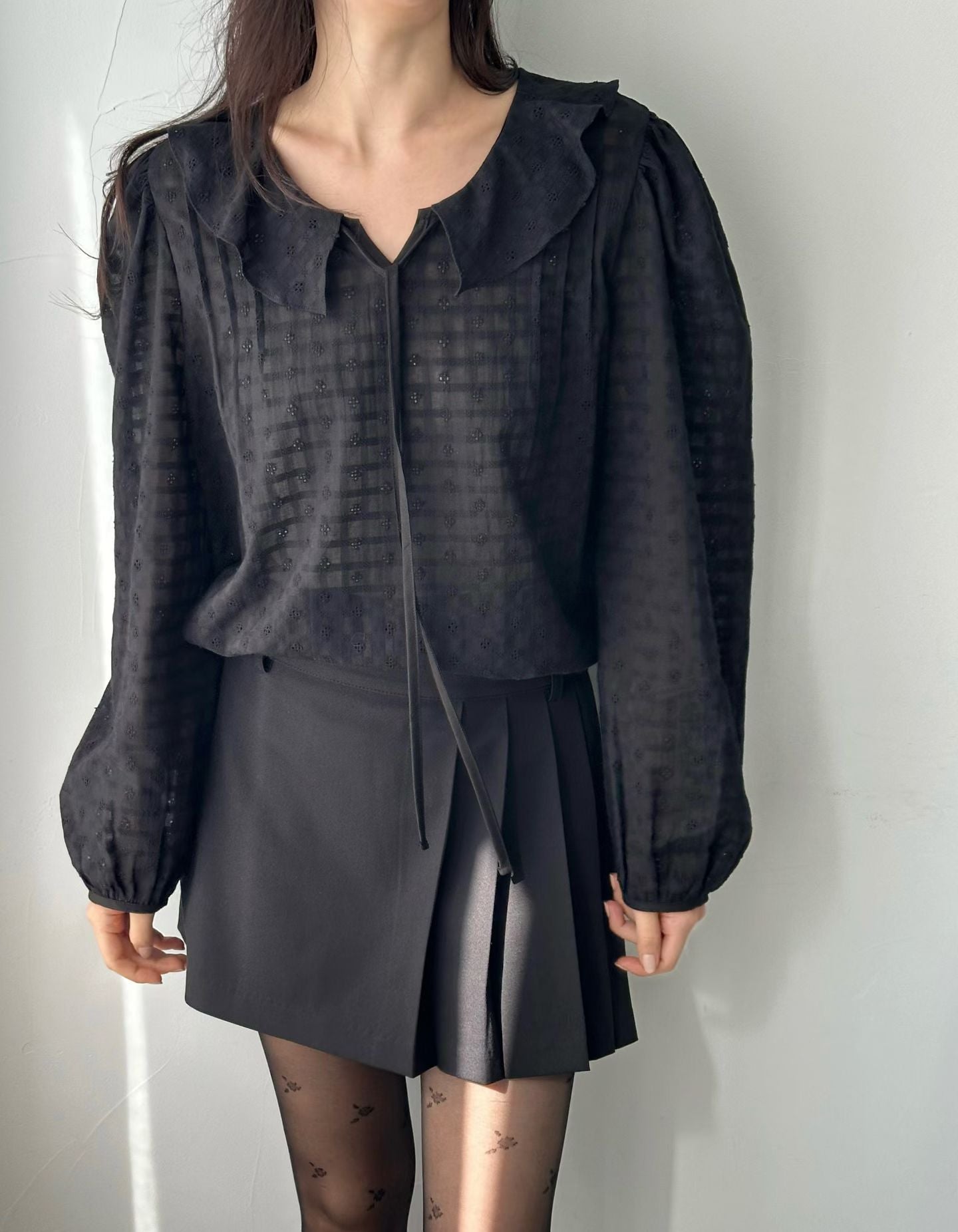 Embroidery Cotton Sailor Blouse