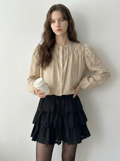 ✨Vintage Lace Puff Sleeve Blouse