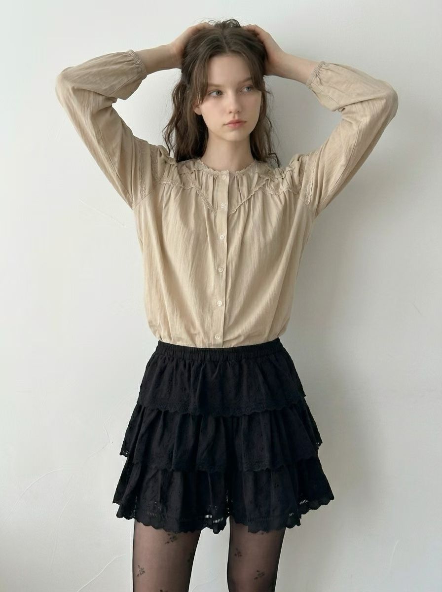 ✨Vintage Lace Puff Sleeve Blouse