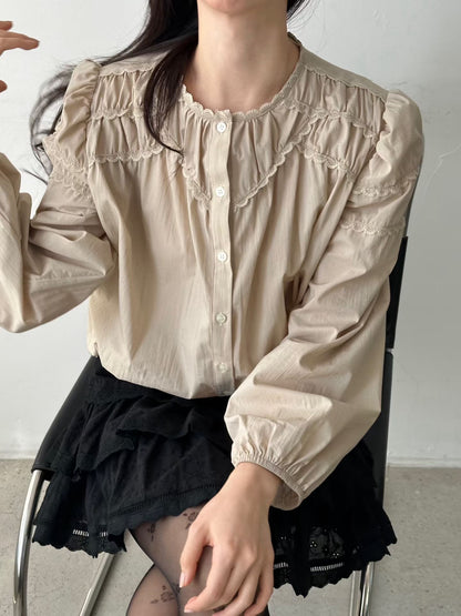 ✨Vintage Lace Puff Sleeve Blouse