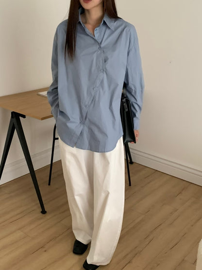 Side-Button Oversized Shirt 側扣設計寬版襯衫