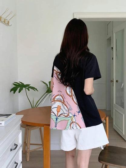 Scarf-Paneled Asymmetrical 🧣 Tee絲巾拼接設計感Tee