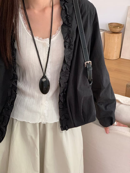 Elegant Ruffle Trim Blouse 優雅荷葉邊上衣