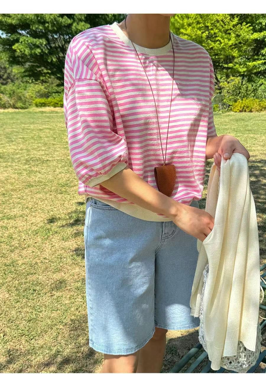 水洗高腰五分牛仔褲 👖 Washed High-Waist Denim Bermudas