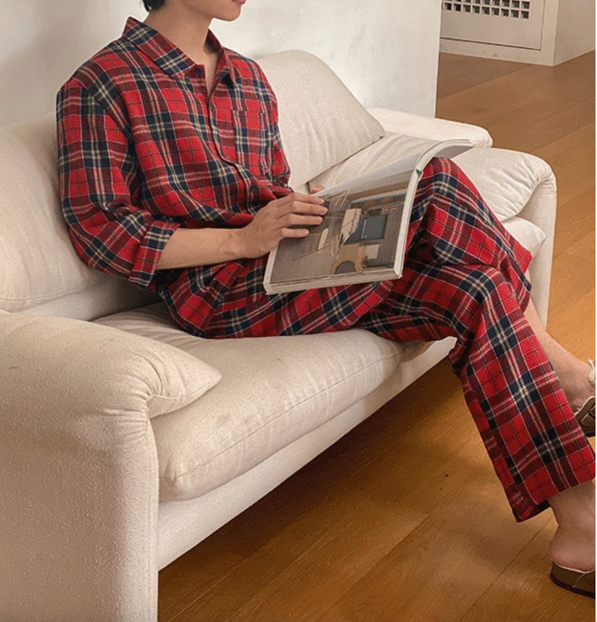 J'eu Lees Classic Tartan Fleece Lounge Set
