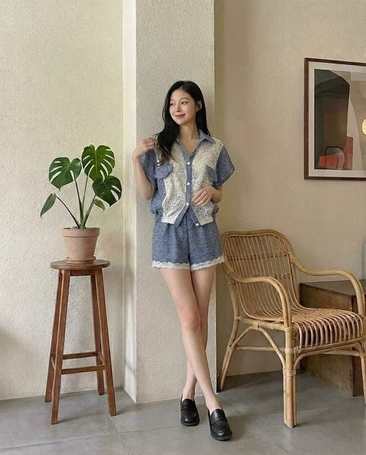 ✨Tweed & Lace Panel Co-ord Set