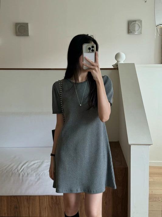 💫 Everyday Glow with Ribbed Semi-Fitted Mini Dress｜修身連身短裙